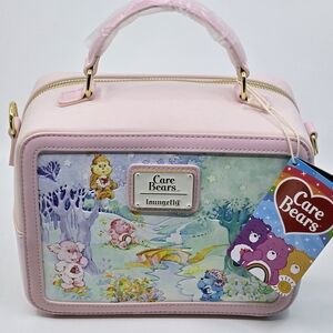 Loungefly Care Bears Pink Crossbody Purse Bag Featuring Cousins NEW